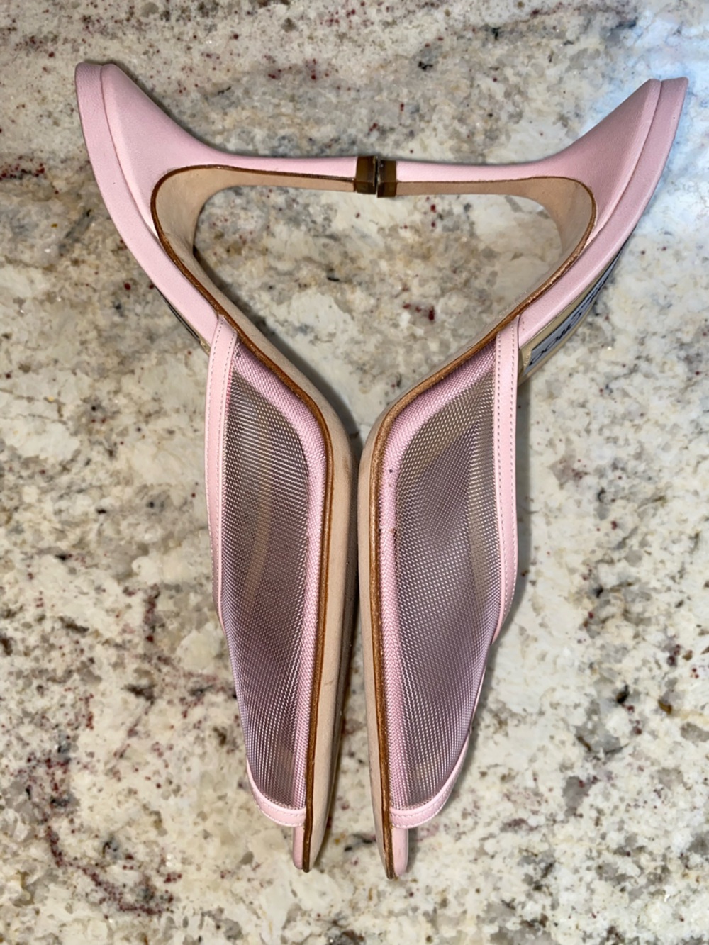 Jimmy Choo Brigitte Pink Mesh Mule Heel EU 38  US 7-7.5 Made in Italy NWOT - Picture 7 of 16